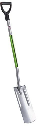 Drainagespaten Kanalspaten Gartenspaten Schmal für Gräben & Wurzeln, Grabspaten mit D-Griff Rund Stahlstiel Feldspaten Grabspaten gehärteter Stahl 123cm Bauschaufel