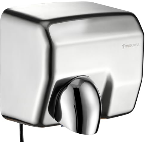 modunful Händetrockner Edelstahl Elektrisch, 2300W Händetrockner Automatisch, Handtrockner Wandmontage für Toilette Badezimmer 7-10 Sekunden 220-240V
