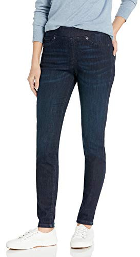 Amazon Essentials Damen Stretch-Schlupf-Jeggings mit mittlerer Leibhöhe - Auslaufmodell, Dunkle Waschung, 42 Lang