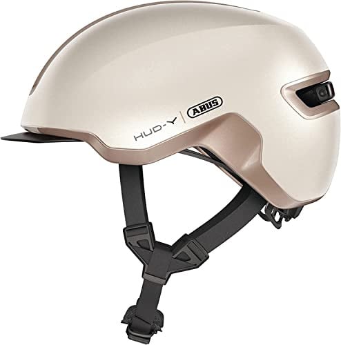 ABUS Urban Helm HUD-Y - mit magnetischem, aufladbarem LED-Rücklicht & Magnetverschluss - Cooler Fahrradhelm für den Alltag - für Damen und Herren