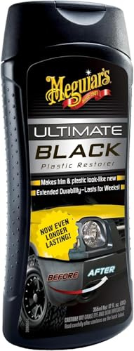 Meguiar's Ultimate Black Plastic Restorer - Kunststoffpflege Auto - Zierleisten & Stoßfänger - hervorragender UV-Schutz und Glanz - Schutz vor Ausbleichen - 355ml, G15812EU