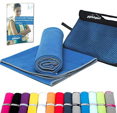 gipfelsport Mikrofaser Handtuch Set - für Sauna, Fitness, Sport I Strandtuch, Sporthandtuch I Blau S: 80x40