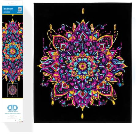 DIAMOND DOTZ 2594361 Original 5D Diamond Painting Set, Neon Mandala, mit Neonfarben und Samt, DIY Diamant Malerei Bilder für Erwachsene und Kinder ab 12 Jahren, Intermediate