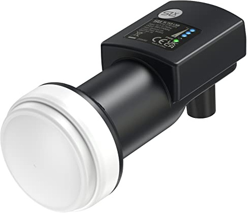 SLx Single LNB mit Eingebautem Signalfinder, Satelliten LNB Digital HD 4K mit Wetterschutz, KU-Band Universal