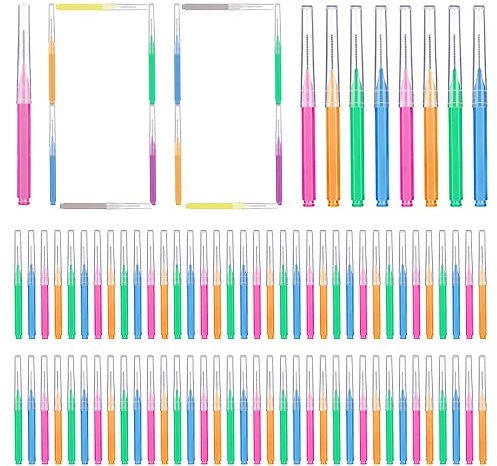 GOUWEIBA 100 Stück Interdentalbürsten Zahnzwischenraumbürsten Zahnreinigung Zwischenräume mit Überzug, Zahnseide Mundhygiene Zahnzwischenraumreiniger Wiederverwendbar (Gemischte Farben)
