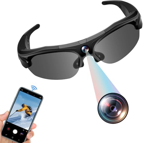 Pudet Luo Action-Cam, WiFi 1080P & 120° Weitwinkel Brille mit Kamera, Polarisierte Objektive & 100-Min Batterie & DV Modus Actionkameras für Sport und Abenteuer