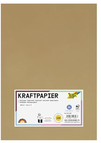 folia 691/4/98 - Kraftpapier natur, 120 g/m², DIN A4, 100 Blatt, zum individuellen Basteln und Gestalten von Grußkarten, Einladungen, Tischkarten, uvm.