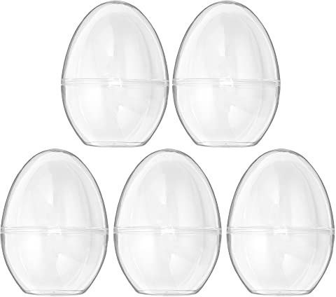 Ideen mit Herz Befüllbare Eier zum Aufstellen | Kunststoff-Eier | transparent | Oster-Eier | teilbar | 12cm x 9cm | 5 Stück