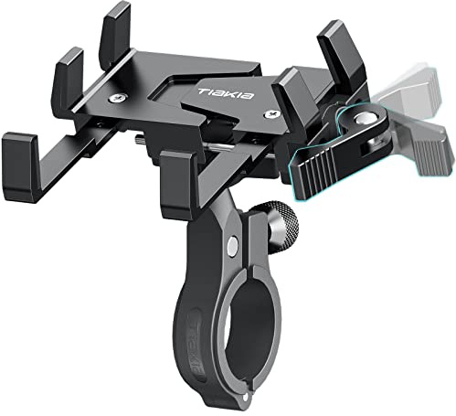 Tiakia Handyhalterung Fahrrad, Aluminium Motorrad Handyhalter Lenker(B) | 1s verriegelt,Universal Fahrrad Handy Halterung, für Rennrad MTB E Scooter für 4,5-7,0 Zoll,Smartphone mit 360° Drehbar