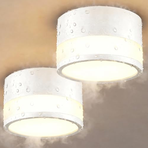 ZIZZLER IP44 Wasserdichte Deckenleuchte Aufputz Weiß für Bad Küchen, 2er LED Aufbauspots Warmweiß 3000K für Wohnzimmer Flur, 12W 1100LM Aufbaustrahler Deckenspot 230V Feuchtraum, Rund Ø100mm*63mm