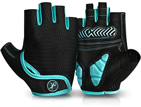 MOREOK Fahrradhandschuhe für Herren Damen Sommer Radsporthandschuhe Halbfinger 5MM SBR Gel rutschfeste/stoßdämpfende Handschuhe für Mountainbike, Rennrad & Downhill-E-M