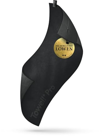 STRYVE Sporthandtuch – Das Original aus DHDL – Towell+ Pro – All Black – 105 x 42,5 cm – Magnetclip & Rutschschutz – Hygienisch & Funktional – Ideales Handtuch fürs Gym verfügbar