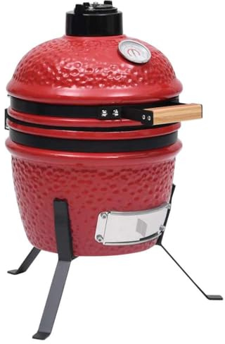 vidaXL 2-in-1 Kamado-Grill Smoker Keramik 56 cm Rot
