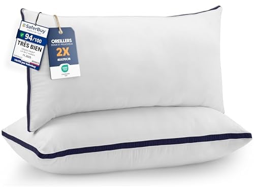 Utopia Bedding Kopfkissen (2er Set), 40 x 70 cm Schlafkissen, Gebürsteter Stoff Bezug Bettkissen, Premium Qualität Weich et Atmungsaktiv Kissen (Marineblau)