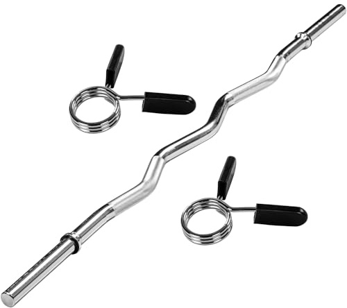 MOVIT® Profi SZ Curlstange, 30mm STANDARDNORM, Auswahl: 120cm (7kg) o. 130cm (8kg), Verchromt/Schwarz, Sternverschluss/Federverschluss, Hantel Curl Stange Hantelstange