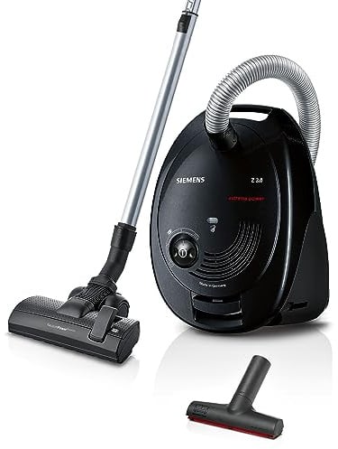 Siemens Staubsauger mit Beutel Z 3.0 extreme power VSZ3XTRM11, Bodenstaubsauger, XXL-Polsterdüse ideal für Tierhaare, Bodendüse für Parkett, Teppich, Fliesen, niedriger Stromverbrauch, 850 W, schwarz