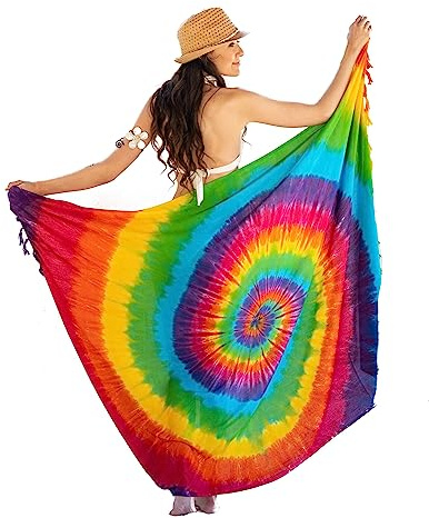NELUHA Sarong Tuch Damen aus Indonesien – XXL Strandtuch zum Umbinden mit Saronghalter – Wickelrock, Wickeltuch, Hüfttuch und Pareo