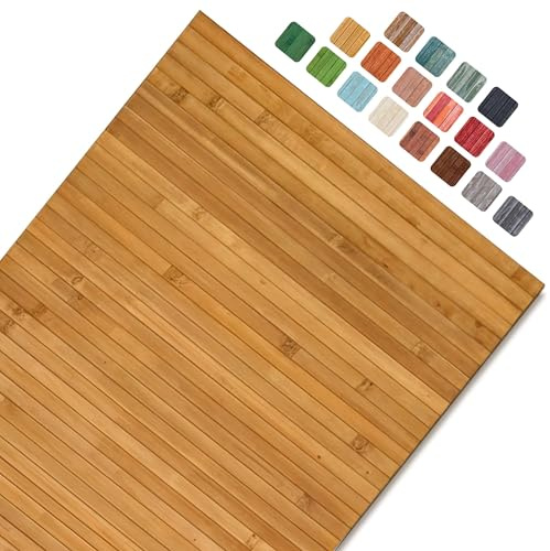 CosìCasa Bambusteppich für die Küche mit Rutschfester Unterseite | Badematte Holz Pflegeleicht | Bambus Bambusmatte Bad | Küchenläufer rutschfest Bambus | Natürlicher Sand 50X100