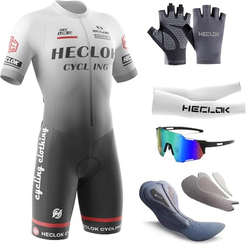 Herren Fahrrad Skinsuit,Kurzarm-Radsportanzug，Gepolstert einteilig Trisuit Bike Short Trisuit Einteiler für Wettkampf，Handgefertigter Hochdichter Schwamm in Wettkampfqualität Gepolstert (TYP-8,XL)