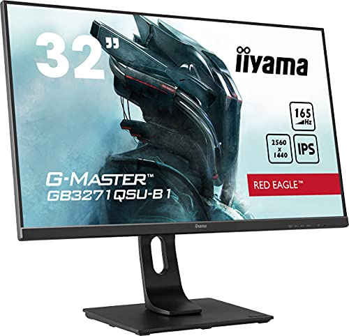 iiyama G-Master Red Eagle GB3271QSU-B1 80cm 31,5“ IPS Gaming Monitor WQHD HDMI DP USB3.0 1ms 165Hz FreeSync-Premium Höhenverstellung schwarz