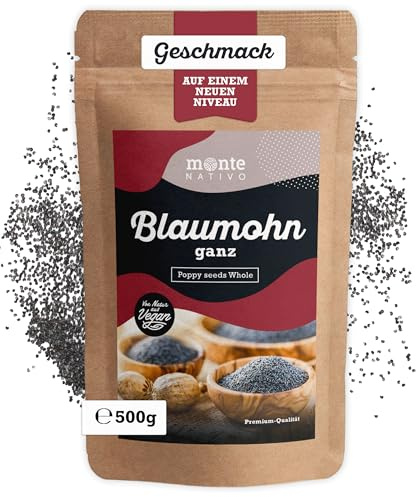 Blaumohn Monte Nativo (500g) - Mohn zum Backen - Mohnsamen ideal zum Mohnback - Schonend getrocknete und aromatische Gewürze ideal zum Kochen und Würzen - Intesives Aroma und Geschmack