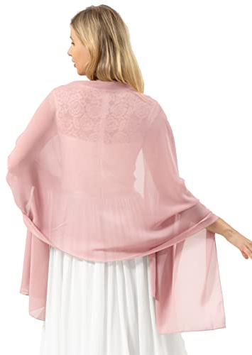 Bridesmay Damen Halstuch Sommer Schal Festliche Stola für Abendkleid Hochzeit Chiffon Silk Scarf Rosa Blush S