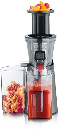 Severin Slow Juicer – Entsafter für Saft, Sorbet, Eis, Marmelade, frozen fruits, elektrische Saftpresse aus Edelstahl, einfache Reinigung dank Easy-Clean Konzept, 1L Auffangbehälter, 150W, ES 3571