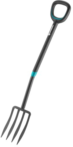 Gardena ErgoLine Spatengabel: Grabegabel zum Umgraben und Auflockern, gehärteter Qualitätsstahl mit Beschichtung, ergonomischer D-Griff (17013-20)
