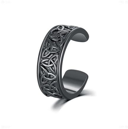 PHNIBIRD Ohrklemme 925 Sterling Silber Celtic Schwarz Unisex Einstellbar Ear Cuff Vintage und vielseitig Weihnachten Geschenke Für Frauen und Männer