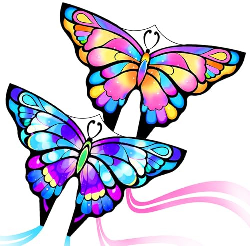 Simxkai 2X Kite-Schmetterling Drachen für Kinder und Erwachsene, einfach für Einsteiger zu fliegen