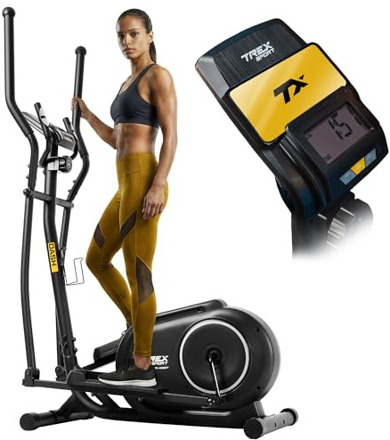 TREX SPORT Crosstrainer für zuhause TX-400CT Dash | Ellipsentrainer mit 10-stufigen Widerstand, Pulssensoren, Display, Tablet-Halterung | leise, bis 120kg