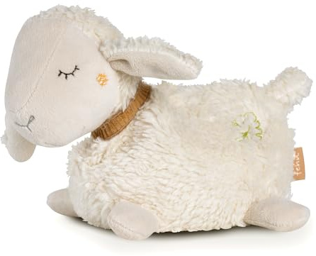 Fehn Wärmetier Schaf – Kuscheltier mit entnehmbarem Wärme-Kältesäckchen – Traubenkernkissen aus Baumwolle – Körnerkissen für Babys und Kleinkinder ab Geburt