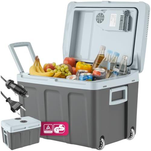 tectake® elektrische Kühlbox groß 40 L, Kühl- und Warmhaltefunktion, leise Kühltasche elektrisch, für Auto oder Steckdose, mini Kühlschrank für Camping, Getränke, Thermobox mit Strom, ECO Mode