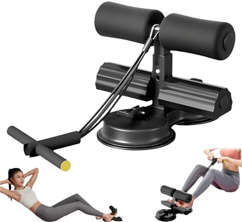 Tragbare Sit Up Bar, Sit Up Assistant Sit Up Bauch Trainingsgerät mit Doppelsaugnapf und Doppelstange Design, Sit Up Maschine Bauchtrainer mit Zugseil, Sit Up Stange Hilfen Assistent Bauchgerät