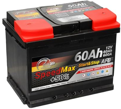Autobatterie Speed Max 60Ah 600A Starterbatterie 12V Start&Stop AFB L2