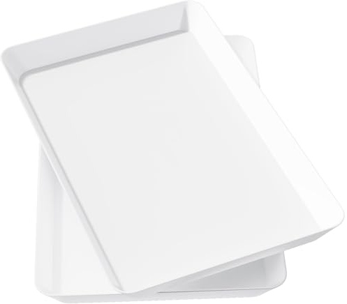 Lifewit 2 Stück Große Servierplatte Kunststoff, 37 x 24 cm/15x10 Tablett Serviertablett, BPA-frei Servierplatten Set, Wiederverwendbar für Buffets Feiern Picknicks Snacks Frühstück Party Event, Weiß
