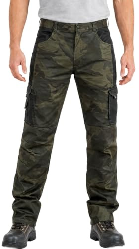 WORK IDEA Herren-Arbeitshose - Camouflage-Hose Herren-Cargohose mit innenliegenden Knietaschen