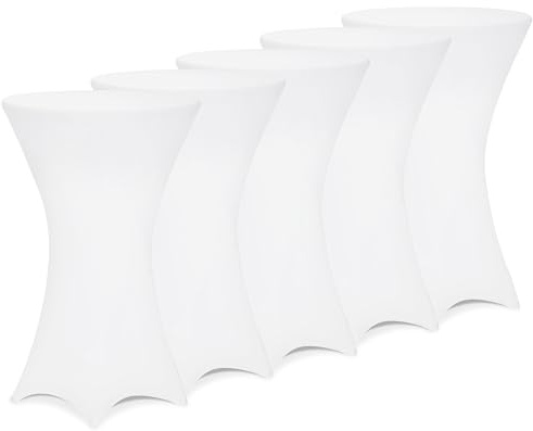 Deuba® 5X Stehtisch Hussen Ø 60-65/70-75/80-85cm Viele Farben 30°C Waschbar Verstärkte Standfüße Stehtischhusse Überzug Stretch (Ø 60-65cm, Weiß)