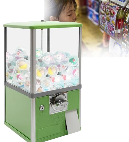ZHIXUMM Kapselautomat, Kommerzieller Kaugummiautomat, Automatischer Kapselautomat FüR EinzelhandelsgeschäFte, Runder Kapsel-HüPfballspender FüR 4,5–5,5 cm FüR SpieleläDen,Green