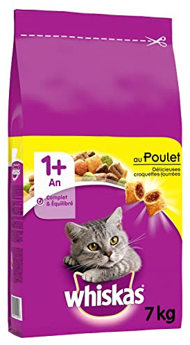 WHISKAS Trockenfutter für ausgewachsene Katzen 7kg mit Huhn