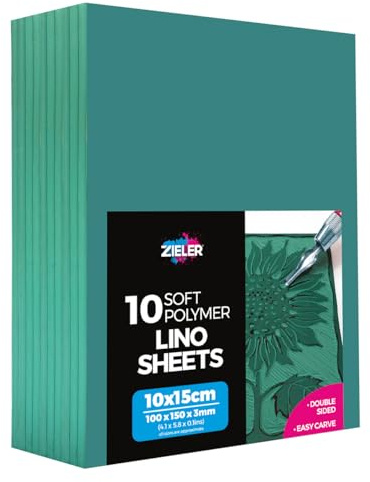 Zieler® Linoldruckblockbögen, doppelseitig, leicht zu schnitzen, weicher Linolblock, A6 (150 x 100 x 3 mm), ideal für Schule oder Zuhause, 10 Stück