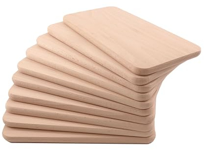 Frühstücksbrettchen 10er Set Holz | Buche Natur unbehandelt | Brotzeitbrett für Küche, Küchenutensilien | Schneidebrett | Holzbrettchen | beidseitig verwendbar | 22,5x12,5x1,2 cm Pohmer Design