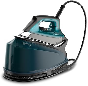 Rowenta Compact Steam Pro Dampfbügelstation, 6,2 Bar Hochdruckdampf, 310 G/Min Dampfstoß, 1,1 l Wassertank, kompaktes Design, effizienter Kalkkollektor, Kunststoff, X-Large, Blau/Schwarz, DG7621