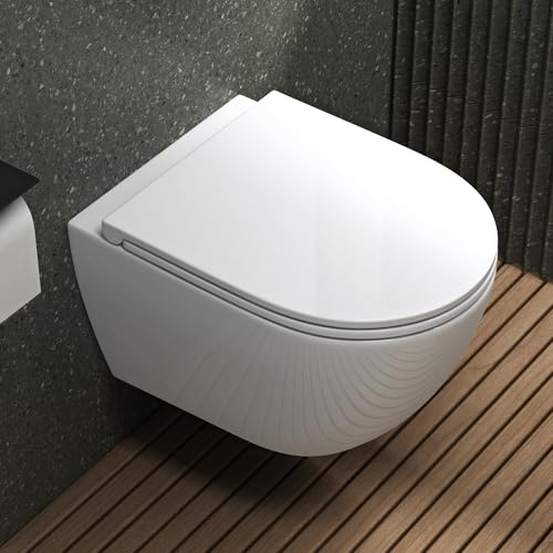 Mai & Mai Hänge-WC Toilette spülrandlos Aachen179 neu Wand-WC Weiß aus Keramik 36x50x36cm Wandmontage