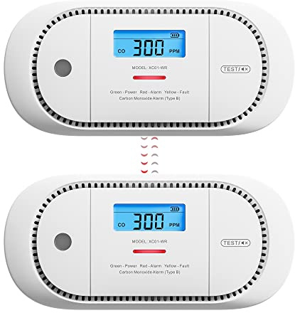 X-Sense Funkvernetzter CO Melder, Nicht kompatibel mit Basisstation SBS50, TÜV-Zertifiziert, Kohlenmonoxid Melder mit austauschbarer Batterie, XC01-WR, 2 Stück