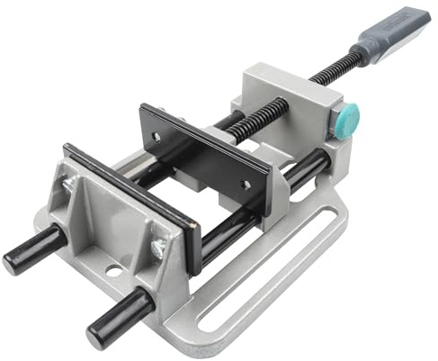 wolfcraft Universal-Schraubstock 100 mm - mit Schnellverstellung - Spannbacke Profi mit V-Nuten - für Bohrständer und Werkbänke - Spannkraft 200 kg, Spannweite 100 mm Backenbreite 100 mm - 3410000