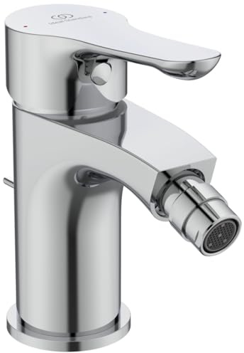 Ideal Standard Alpha Bidetarmatur, Auslaufhöhe 70 mm, wassersparende Bidet-Handbrause mit Ablaufgarnitur, leichte Reinigung, verstellbarer Auslauf – Chrom (50 x 145 x 131 mm)
