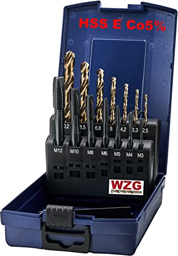 HSS-E Co5% Gewindebohrer Set M3-M12 mit Kernlochbohrer, Gewindeschneider