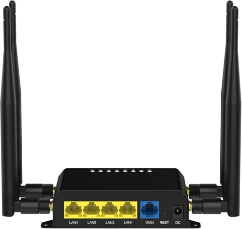 Zbtlink 4G LTE Router,300 Mbit/s WE826-Q, 4G-Modem, 4G-Box, 5 Ethernet-Ports, 4 abnehmbare Antennen, USB und TF-Steckplatz, kompatibel mit jedem Betreiber