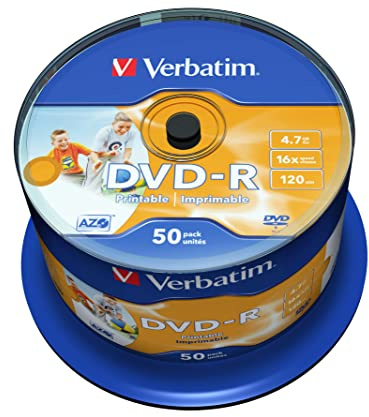 Verbatim DVD-R AZO 4,7GB - 16-fache Brenngeschwindigkeit - Bedruckbar - 50er Spindel - Silber